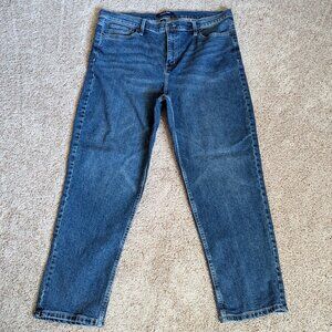 Calvin Klein Jeans Womens 16 Blue Cotton Stretch Straight Tapered Leg Distressed